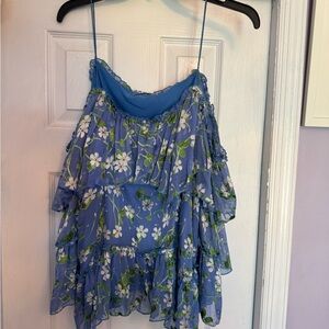 Alice + Olivia Blue Ruffled Camisole Dress